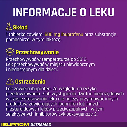 Zdjęcie produktu - 2 Ibuprom Ultramax 600 mg, 10 tabletek