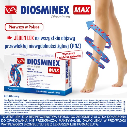 Zdjęcie produktu - 0 Diosminex Max 1000mg, 30tabl.powl.