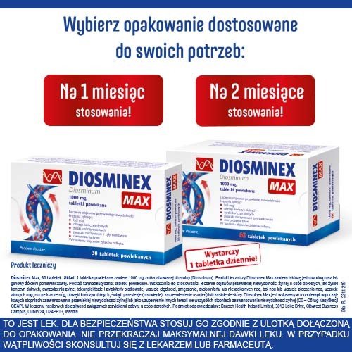 Zdjęcie produktu - 5 Diosminex Max 1000mg, 30tabl.powl.