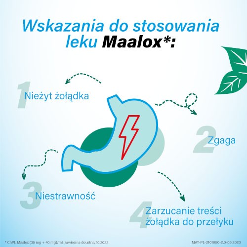 Miniaturka artykułu - #1 Maalox Lek na zgagę i niestrawność w postaci zawiesiny - 250 ml