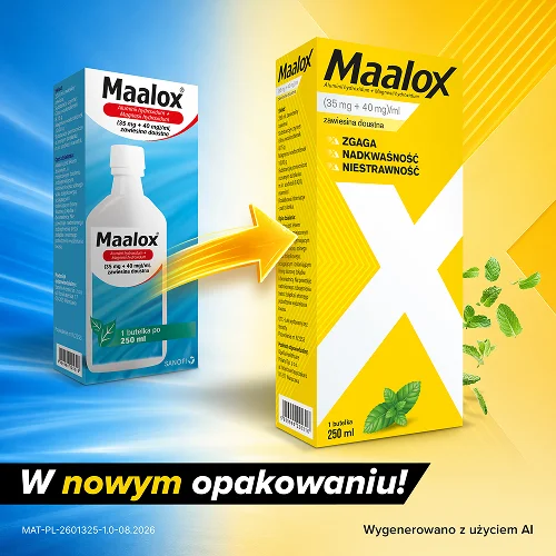 #2 – Maalox Lek na zgagę i niestrawność w postaci zawiesiny - 250 ml