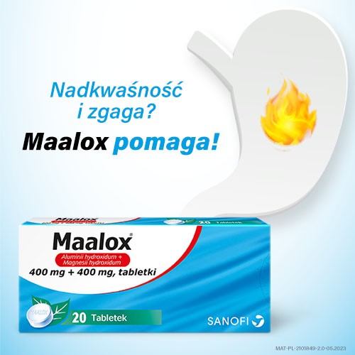 Miniaturka artykułu - #0 Maalox Lek na zgagę i niestrawność w postaci tabletek &ndash; 20 szt.