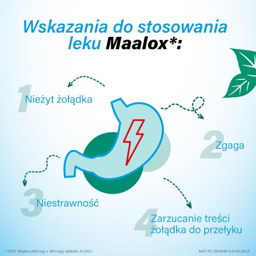 Miniaturka artykułu - #1 Maalox Lek na zgagę i niestrawność w postaci tabletek &ndash; 20 szt.