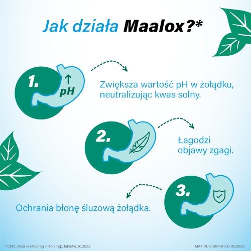 Zdjęcie produktu - 2 Maalox Lek na zgagę i niestrawność w postaci tabletek &ndash; 20 szt.