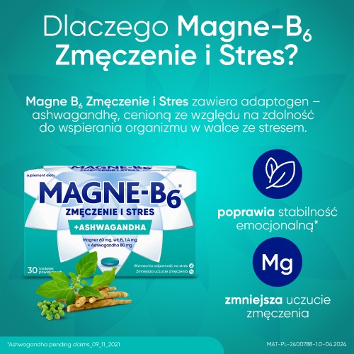 Zdjęcie produktu - 2 Magne-B6 Zmęczenie i Stres, 30tabl. - ashwagandha i magnez