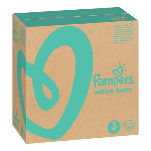 Zdjęcie produktu - 5 Pampers Active Baby rozmiar 3, 208 pieluszek