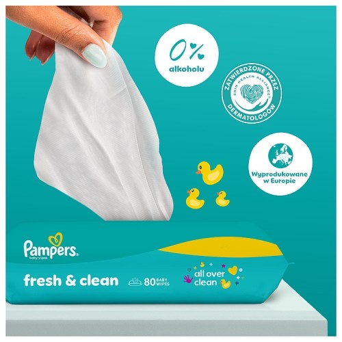 Zdjęcie produktu - 2 Pampers Fresh Clean Chusteczki nawilżane, 12x52szt.
