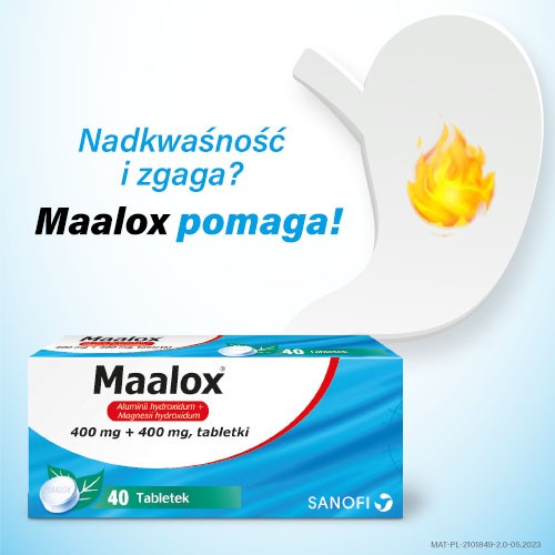 Miniaturka artykułu - #0 Maalox Lek na zgagę i niestrawność w postaci tabletek &ndash; 40 szt.