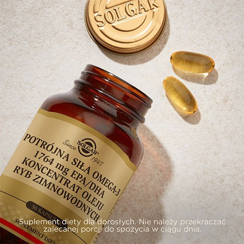 #2 – SOLGAR Omega 3 potr&oacute;jna siła 1764 mg, 50 kapsułek