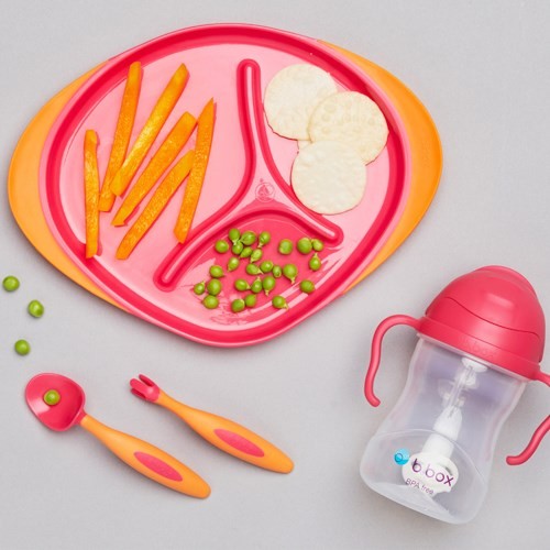 Miniaturka artykułu - #1 B.BOX Zestaw do karmienia: talerzyk + łyżeczka + widelec + bidon, 240ml