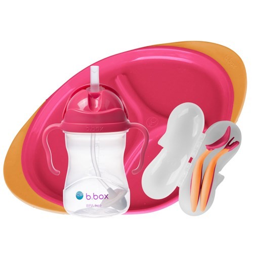 Zdjęcie produktu - 2 B.BOX Zestaw do karmienia: talerzyk + łyżeczka + widelec + bidon, 240ml