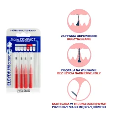 #3 – ELGYDIUM CLINIC MONO COMPACT 4 Szczoteczki do przestrzeni międzyzębowych - czerwone