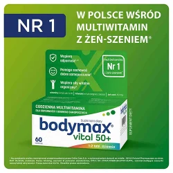 Miniaturka artykułu - #0 BODYMAX VITAL 50+, 60tabletek - Zestaw witamin i minerał&oacute;w z  ekstraktem z żeń-szenia