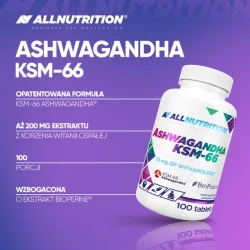 Miniaturka artykułu - #0 ALLNUTRITION Ashwagandha KSM-66, 100 tabletek