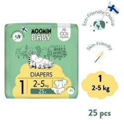 Zdjęcie produktu - #0 MOOMIN BABY Newborn Pieluszki ekologiczne 1 (2-5kg), 25szt.