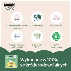 Zdjęcie produktu - #3 MOOMIN BABY Newborn Pieluszki ekologiczne 1 (2-5kg), 25szt.