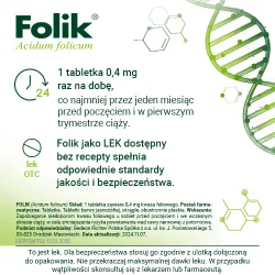 Miniaturka artykułu - #1 FOLIK 0,4 mg - 30 tabletek