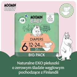 Zdjęcie produktu - #1 MOOMIN BABY Diapers Pieluszki ekologiczne 6 (12-24kg), 51szt.