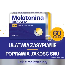 Miniaturka artykułu - #0 BIOFARM Lek Melatonina 5mg, 60 tabletek
