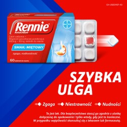 Zdjęcie produktu - #0 Rennie Antacidum smak miętowy, 60 tabletek