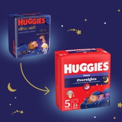Miniaturka artykułu - #0 HUGGIES Pieluchomajtki Overnights Pants rozmiar 5 (12-17kg), 24szt.