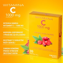 #0 – Witamina C 1000 mg z ekstraktem z kwiat&oacute;w r&oacute;ży dzikiej, 30 kaps.