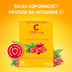 #1 – Witamina C 1000 mg z ekstraktem z kwiat&oacute;w r&oacute;ży dzikiej, 30 kaps.
