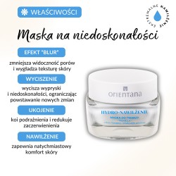 Zdjęcie produktu - #0 Orientana Hydro-Nawilżenie Maseczka łagodząca niedoskonałości Tremella Olej Tamanu Kwas Azelainowy, 50 ml