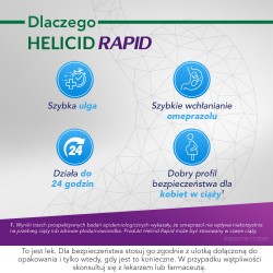 Zdjęcie produktu - #1 Helicid Rapid - omeprazol 20mg, szybkodziałający lek na zgagę 14 kapsułek