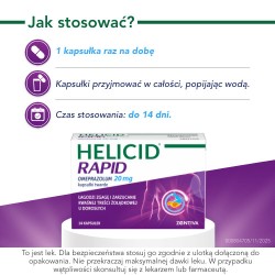 Zdjęcie produktu - #3 Helicid Rapid - omeprazol 20mg, szybkodziałający lek na zgagę 14 kapsułek