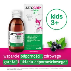 Miniaturka artykułu - #0 Zatogrip Kids 3+ syrop o smaku malinowym, 120 ml