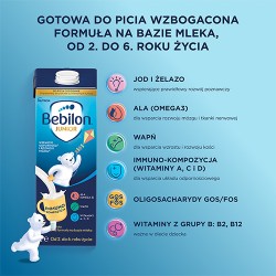 Zdjęcie produktu - #1 Bebilon Junior Gotowa do picia wzbogacona formuła na bazie mleka od 2. do 6. roku życia, 200 ml