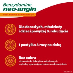Zdjęcie produktu - #3 Benzydamine Neo-Angin smak miodowo-pomarańczowy, 20 pastylek
