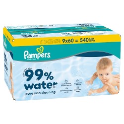Zdjęcie produktu - #0 Pampers 99% Water Chusteczki nawilżane, 9 x 60 szt.