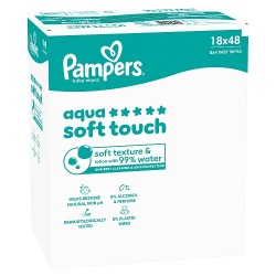 Zdjęcie produktu - #0 Pampers Aqua Soft Touch Chusteczki nawilżane, 18 x 48 szt.