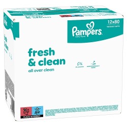 Zdjęcie produktu - #0 Pampers Fresh Clean Chusteczki nawilżane, 12 x 80 szt.