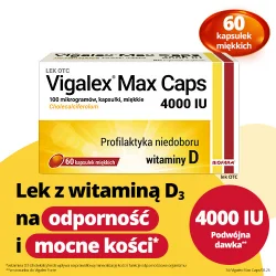 Miniaturka artykułu - #0 Vigalex Max Caps 4000, 60 kapsułek - profilaktyka niedoboru witaminy D