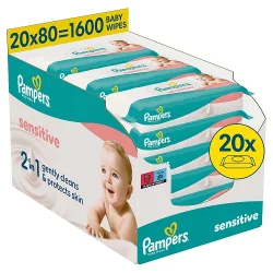 #5 – Pampers Sensitive Chusteczki nawilżane dla dzieci, 20 x 80 szt.