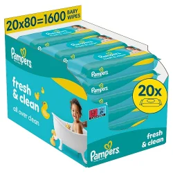 #5 – Pampers Fresh Clean Chusteczki nawilżane dla dzieci, 20 x 80 szt.