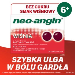 Zdjęcie produktu - #0 Neo-Angin Wiśnia bez cukru, 24 pastylki twarde