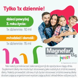 Zdjęcie produktu - #5 Magnefar B6 Junior płyn - 120ml, Uzupełnia niedobory magnezu dla dzieci od 3 roku życia