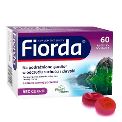 Miniaturka artykułu - #0 Fiorda nawilżające pastylki na gardło o smaku czarnej porzeczki - 60 pastylek