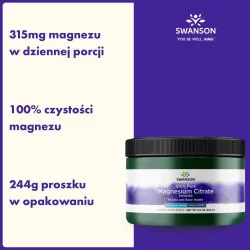 Miniaturka artykułu - #0 Swanson Cytrynian Magnezu 100%, 244 g