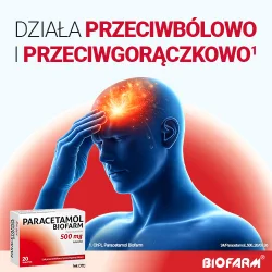 Miniaturka artykułu - #0 Paracetamol Biofarm 500mg, 20 tabl.