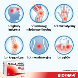 Miniaturka artykułu - #1 Paracetamol Biofarm 500  mg, 50 tabl.