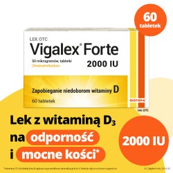 Zdjęcie produktu - #0 BIOFARM Vigalex Forte, Lek z witaminą D3 2000j.m., 60 tabletek