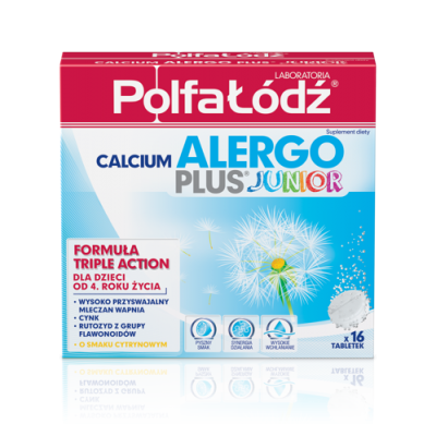 Zdjęcie produktu - CALCIUM ALERGO Plus Junior - 16 tabletek Laboratoria Polfa Łódź