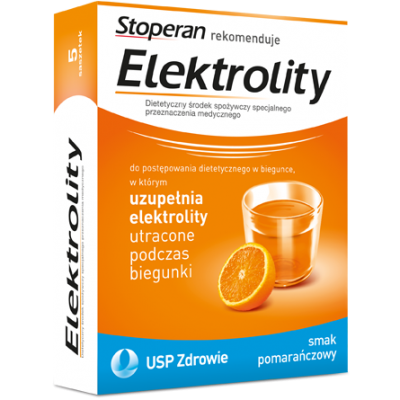 Zdjęcie produktu - Elektrolity (Stoperan) smak pomarańczowy, 5 saszetek