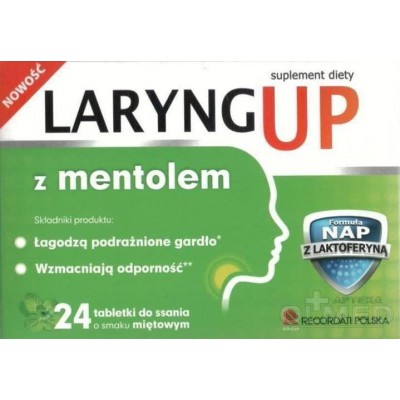 Miniaturka artykułu - Laryng up do ssania z mentolem - 24 tabletek