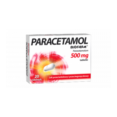 Miniaturka artykułu - Paracetamol BIOFARM 500mg - 20 tabletek